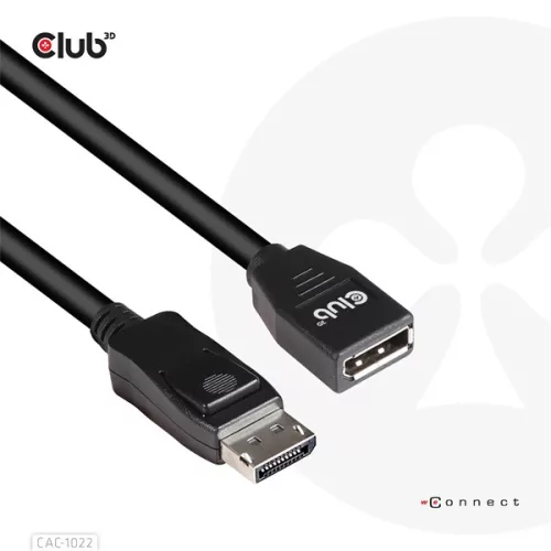 Club 3D Kábel - CAC-1022 (DisplayPort 1.4 HBR3, 8K60Hz, 4K144Hz, 2m, M/F, 32.4Gbps)