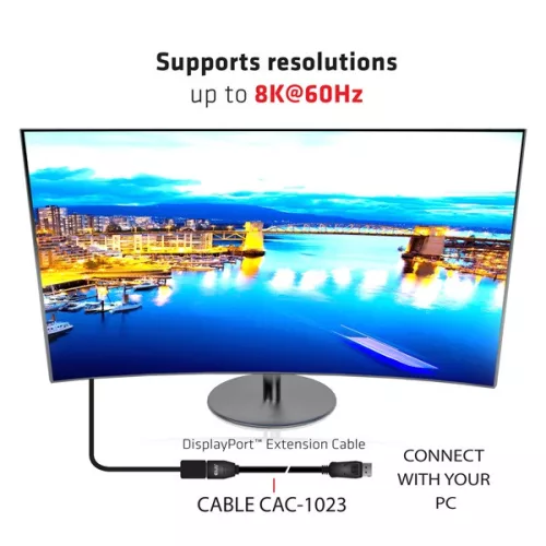Club 3D Kábel - CAC-1023 (DisplayPort 1.4, 8K60Hz, DSC 1.2, HBR3, HDR, 3m, Bidirectionális, M/F)