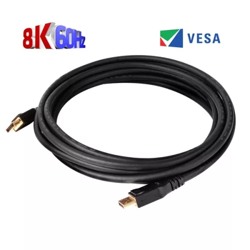 Club 3D Kábel - CAC-1061 (DisplayPort 1.4, HBR3, 8K60Hz, 5m, 32CH, Aranyozott, VESA, M/M)