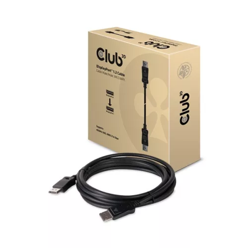 Club 3D Kábel - CAC-1064 (DisplayPort 1.2, 21.6Gbps, 4K60Hz, VESA tanúsított, 3m, M/M)