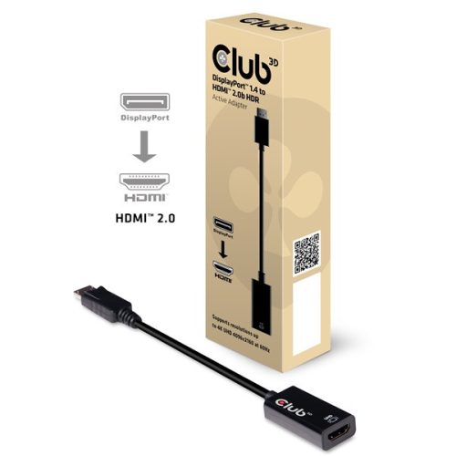 Club 3D Átalakító - CAC-1080 (DisplayPort 1.4 to HDMI 2.0, 4K60Hz, HDR, 3D aktív)
