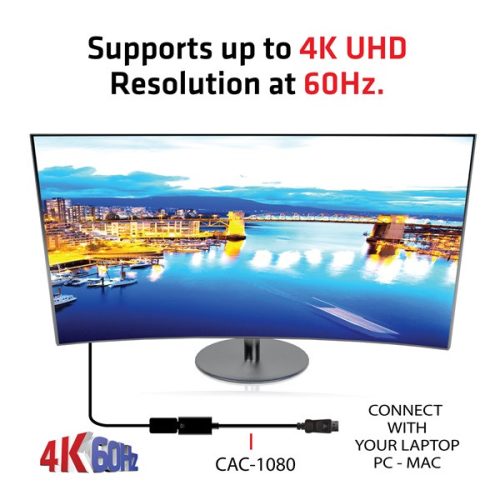 Club 3D Átalakító - CAC-1080 (DisplayPort 1.4 to HDMI 2.0, 4K60Hz, HDR, 3D aktív)