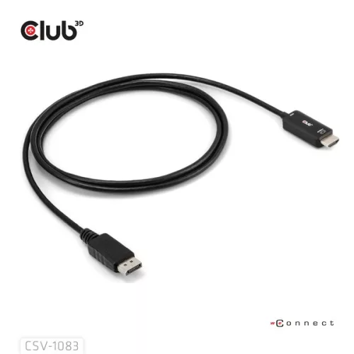 Club 3D Kábel - CAC-1083 (DisplayPort 1.4 to HDMI 2.0, aktív adapter, 4K60Hz, HDR, 2m)