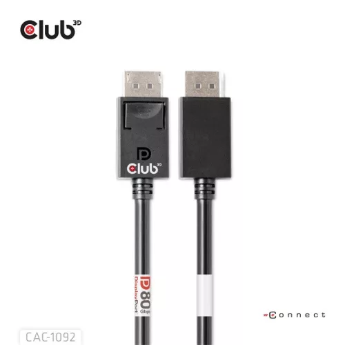 Club 3D Kábel - CAC-1092 (DisplayPort 2.1, DP80, 8K240Hz, 1.6m, Bi-Directional, M/M)
