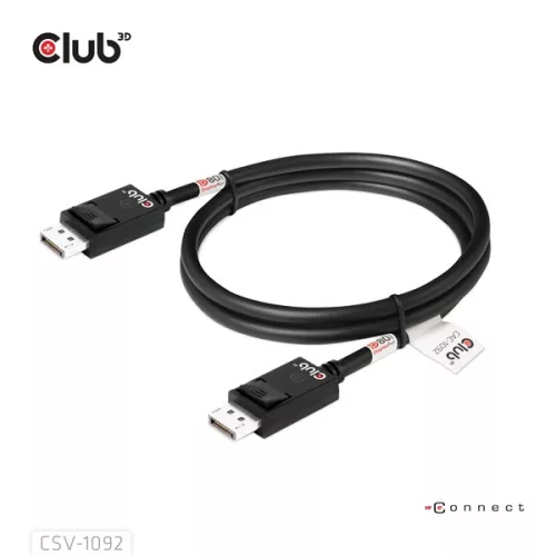Club 3D Kábel - CAC-1092 (DisplayPort 2.1, DP80, 8K240Hz, 1.6m, Bi-Directional, M/M)