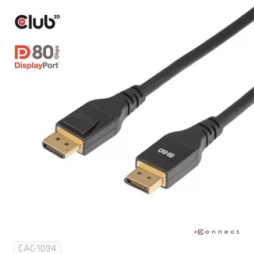 Club 3D Kábel - CAC-1094 (DisplayPort 2.1, 8K240Hz, 2m, DP80, VESA tanúsítvány, M/M)