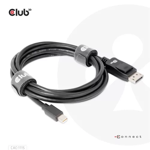 Club 3D Kábel - CAC-1115 (Mini DisplayPort to DisplayPort 1.4 HBR3, 8K60Hz/4K120Hz, 2m, kétirányú)
