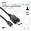 Club 3D Kábel - CAC-1115 (Mini DisplayPort to DisplayPort 1.4 HBR3, 8K60Hz/4K120Hz, 2m, kétirányú)