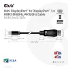 Club 3D Kábel - CAC-1115 (Mini DisplayPort to DisplayPort 1.4 HBR3, 8K60Hz/4K120Hz, 2m, kétirányú)