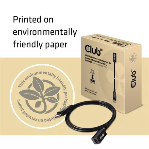 Club 3D Kábel - CAC-1120 (Mini DisplayPort 1.4 to DisplayPort, 8K60Hz, DSC1.2, HBR3, HDR, 1m, F/M, Kétirányú)