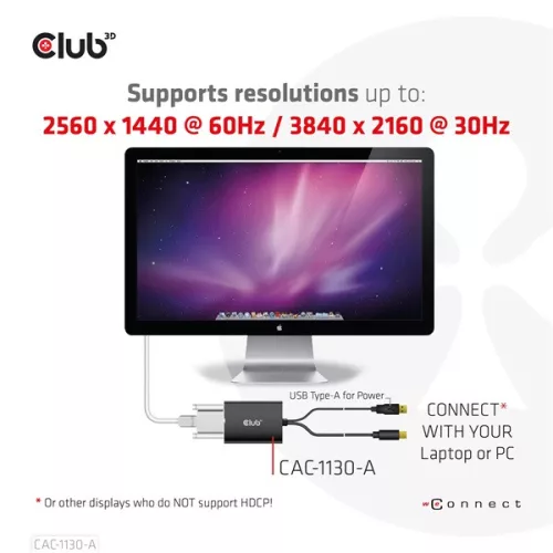 Club 3D Átalakító - CAC-1130-A (Mini DisplayPort to Dual Link DVI, HDCP OFF, Apple)