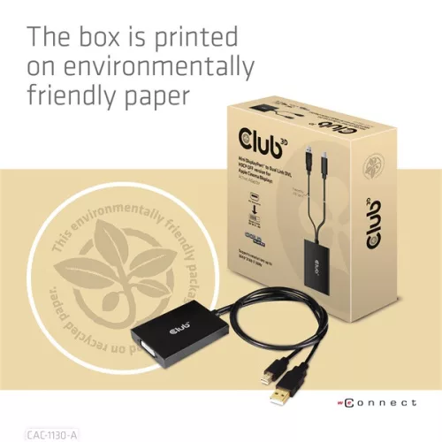 Club 3D Átalakító - CAC-1130-A (Mini DisplayPort to Dual Link DVI, HDCP OFF, Apple)