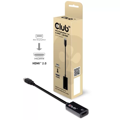 Club 3D Átalakító - CAC-1180 (Mini DisplayPort 1.4 to HDMI 2.0, 4K60Hz, HDR, 3D, 16bpc)