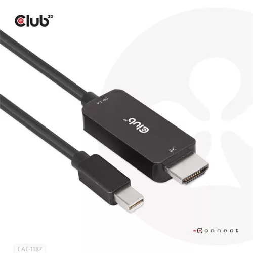 Club 3D Átalakító - CAC-1187 (Mini DisplayPort 1.4 to HDMI 4K120Hz / 8K60Hz HDR10+, 1.8m)