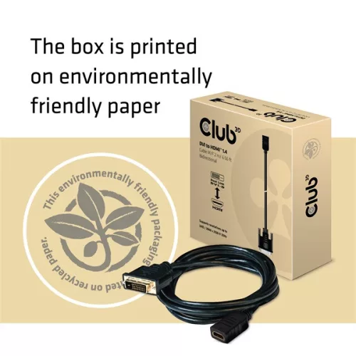 Club 3D Kábel - CAC-1211 (DVI-D to HDMI 1.4, 2m, M/F, kétirányú, UHD 4K30Hz, Arany érintkezők)
