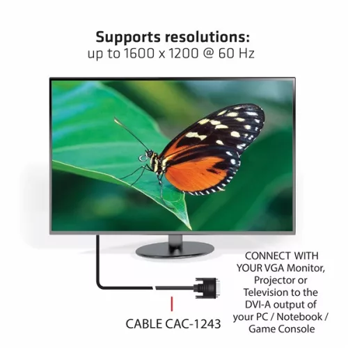 Club 3D Kábel - CAC-1243 (DVI-A to VGA M/M, 3 m, 28AWG, 1600x1200 60Hz)