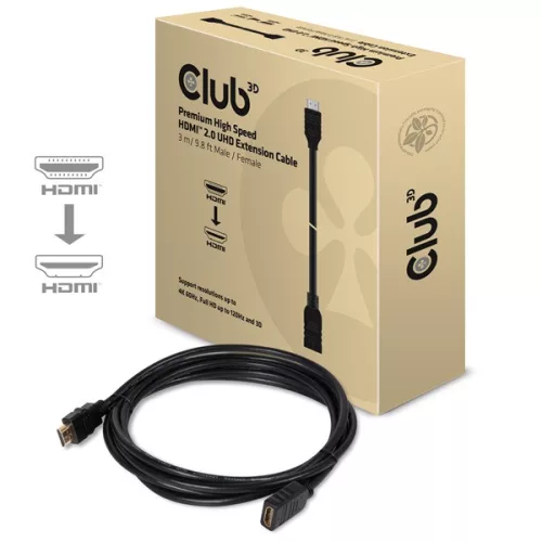Club 3D Kábel - CAC-1321 (HDMI 2.0  M/F, 5m, 4K@30Hz, 10.2Gbps, Ethernet)
