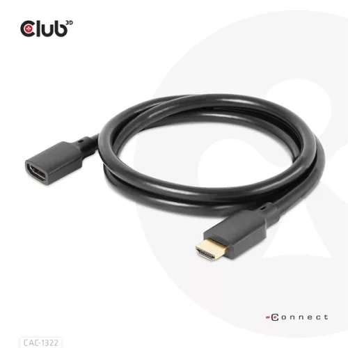 Club 3D Kábel - CAC-1322 (HDMI 2.1 Ultra High Speed, 4K120Hz 8K60Hz, 30AWG, 48Gbps, 1m, M/F)