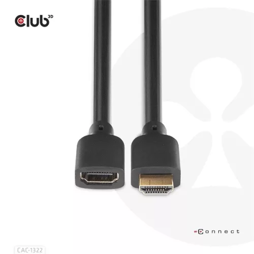 Club 3D Kábel - CAC-1322 (HDMI 2.1 Ultra High Speed, 4K120Hz 8K60Hz, 30AWG, 48Gbps, 1m, M/F)
