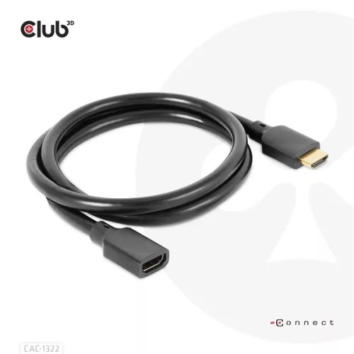 Club 3D Kábel - CAC-1322 (HDMI 2.1 Ultra High Speed, 4K120Hz 8K60Hz, 30AWG, 48Gbps, 1m, M/F)