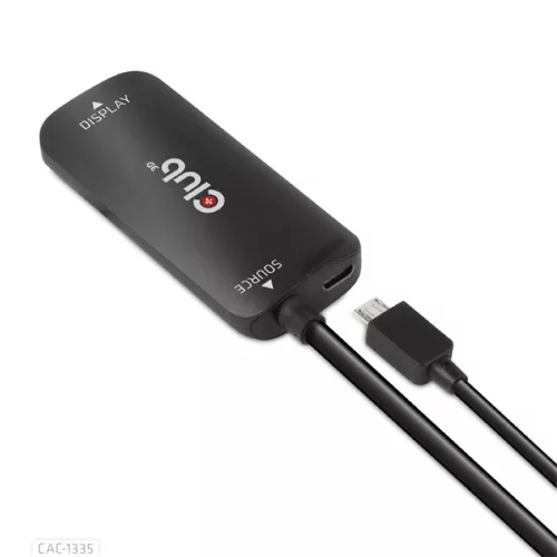 Club 3D Átalakító - CAC-1335 (HDMI+Micro USB to DisplayPort, 4K120Hz/8K30Hz, M/F, aktív)