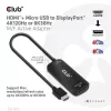 Club 3D Átalakító - CAC-1335 (HDMI+Micro USB to DisplayPort, 4K120Hz/8K30Hz, M/F, aktív)
