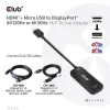 Club 3D Átalakító - CAC-1335 (HDMI+Micro USB to DisplayPort, 4K120Hz/8K30Hz, M/F, aktív)