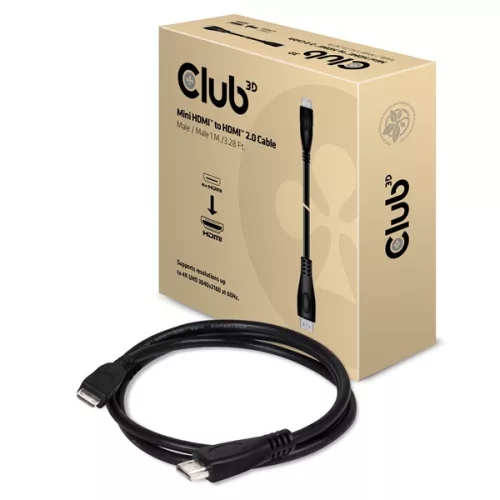 Club 3D Kábel - CAC-1350 (Mini HDMI 2.0, M/M, 4K 60Hz, HDR, 1m, Bi-Directional)