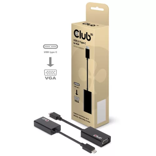 Club 3D Átalakító - CAC-1502 (3.1 USB-C Gen 1 to VGA, 1080p 60 FPS)