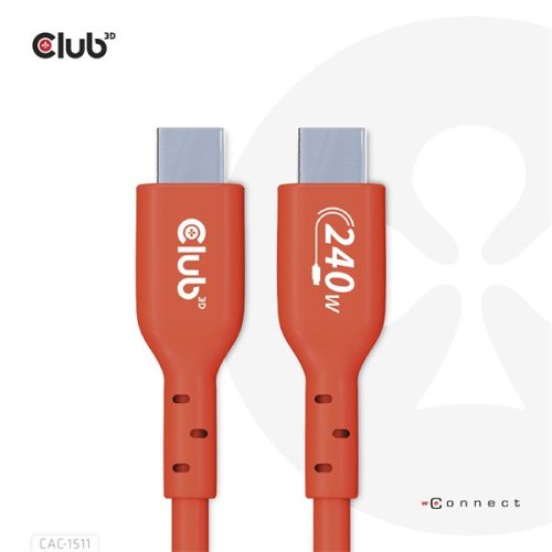 Club 3D Kábel - CAC-1511 (USB2 USB-C, 480Mb, 240W PD EPR, Bidirektional, USB-IF tanúsítvány, M/M, 1m)