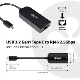   Club 3D Átalakító - CAC-1520 (3.2 USB-C Gen 1 to RJ45, 2,5GB Ethernet)