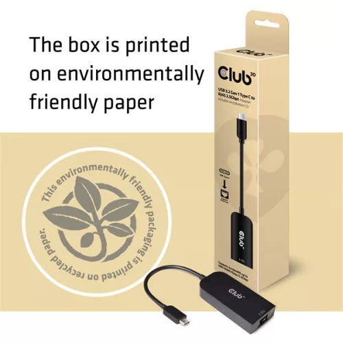 Club 3D Átalakító - CAC-1520 (3.2 USB-C Gen 1 to RJ45, 2,5GB Ethernet)