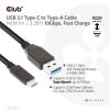 Club 3D Kábel - CAC-1523 (3.1 USB-C Gen 2 to 3.1 USB-A Gen 2, 10Gbps, 60W PD2.0, Bidirectional, 4K60Hz, M/M, 1m)