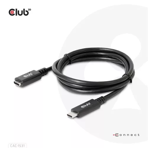 Club 3D Kábel - CAC-1531 (USB-C Gen 1 to USB-C, 5Gbps, 60W, 4K60Hz, M/F, 1m)