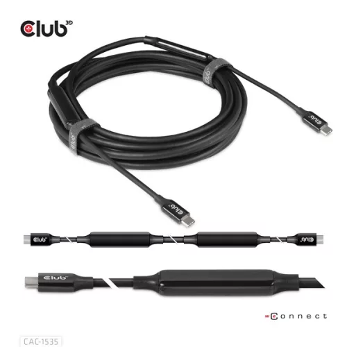 Club 3D Kábel - CAC-1535 (3.2 USB-C Gen 2 to 3.2 USB-C Gen 2, 60W PD, 8K60Hz, Bidirectional, M/M, 5m)