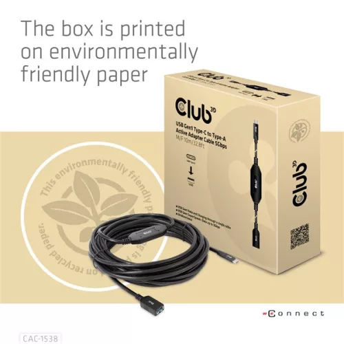 Club 3D Kábel - CAC-1538 (USB-C Gen 1 to USB-A, 5Gbps, 10m)