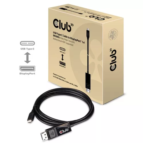 Club 3D Kábel - CAC-1557 (USB-C to DisplayPort 1.4, HDR, 1,8m, 8K60Hz)