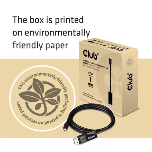 Club 3D Kábel - CAC-1557 (USB-C to DisplayPort 1.4, HDR, 1,8m, 8K60Hz)