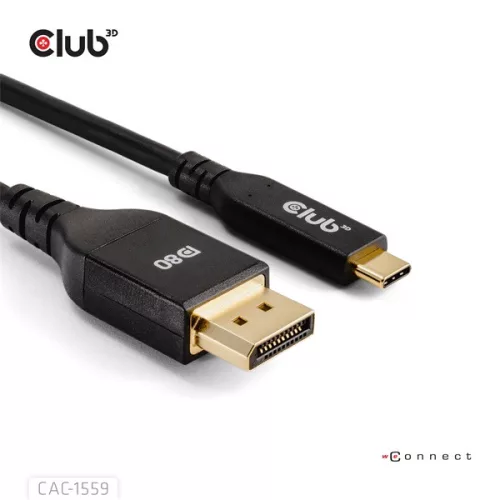 Club 3D Kábel - CAC-1559 (USB-C to DisplayPort 2.1, DP80 Bidirectional, 1m, 8K60Hz)