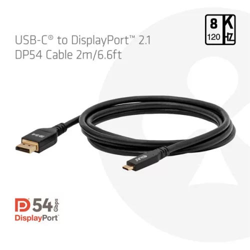 Club 3D Kábel - CAC-1563 (USB-C to DisplayPort 2.1, 8K120Hz, 2m, M/M)