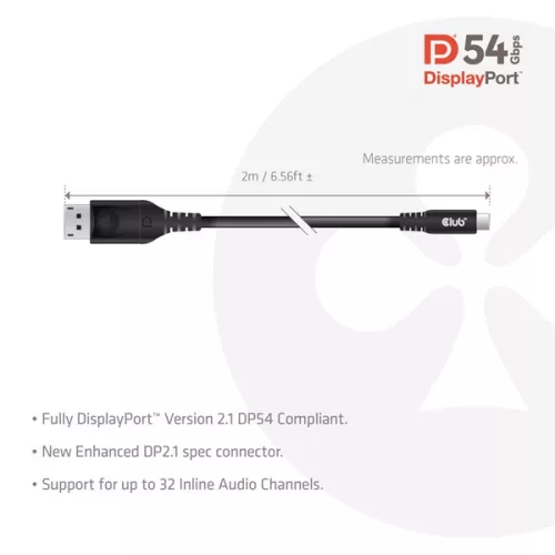 Club 3D Kábel - CAC-1563 (USB-C to DisplayPort 2.1, 8K120Hz, 2m, M/M)