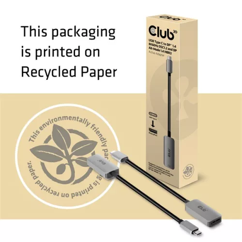 Club 3D Átalakító - CAC-1567 (USB-C to DisplayPort 1.4, 8K60Hz, DSC 1.2, HDR, HBR3)