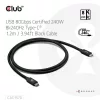 Club 3D Kábel - CAC-1570 (USB4 USB-C, 240W PD, 80Gbps, 8K240Hz, 4K540Hz, Bidirectional, fekete, M/M, 1,2m)