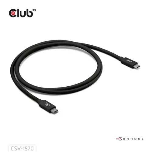 Club 3D Kábel - CAC-1570 (USB4 USB-C, 240W PD, 80Gbps, 8K240Hz, 4K540Hz, Bidirectional, fekete, M/M, 1,2m)