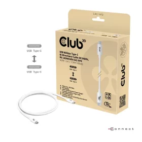   Club 3D Kábel - CAC-1572 (USB4 USB-C, 240W PD, 80Gbps, 8K240Hz, 4K540Hz, Bidirectional, fehér, M/M, 1,2m)