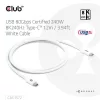 Club 3D Kábel - CAC-1572 (USB4 USB-C, 240W PD, 80Gbps, 8K240Hz, 4K540Hz, Bidirectional, fehér, M/M, 1,2m)