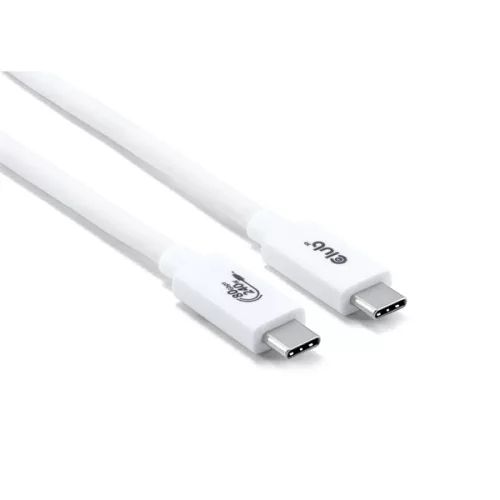 Club 3D Kábel - CAC-1572 (USB4 USB-C, 240W PD, 80Gbps, 8K240Hz, 4K540Hz, Bidirectional, fehér, M/M, 1,2m)
