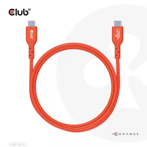 Club 3D Kábel - CAC-1573 (USB2 USB-C, Kétirányú, 480Mb, 240W EPR, M/M, 2m)