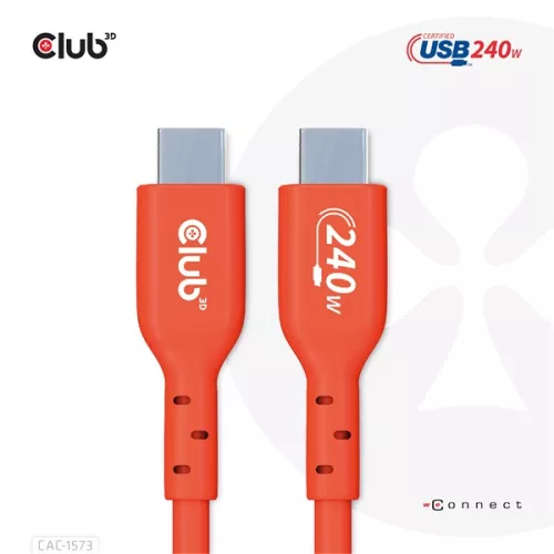 Club 3D Kábel - CAC-1573 (USB2 USB-C, Kétirányú, 480Mb, 240W EPR, M/M, 2m)