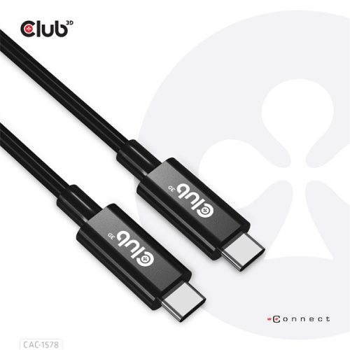 Club 3D Kábel - CAC-1578 (USB4 USB-C Gen 3x2, Bi-directional, 8K60Hz, 40Gbps, 240W PD, EPR, M/M, 2m)